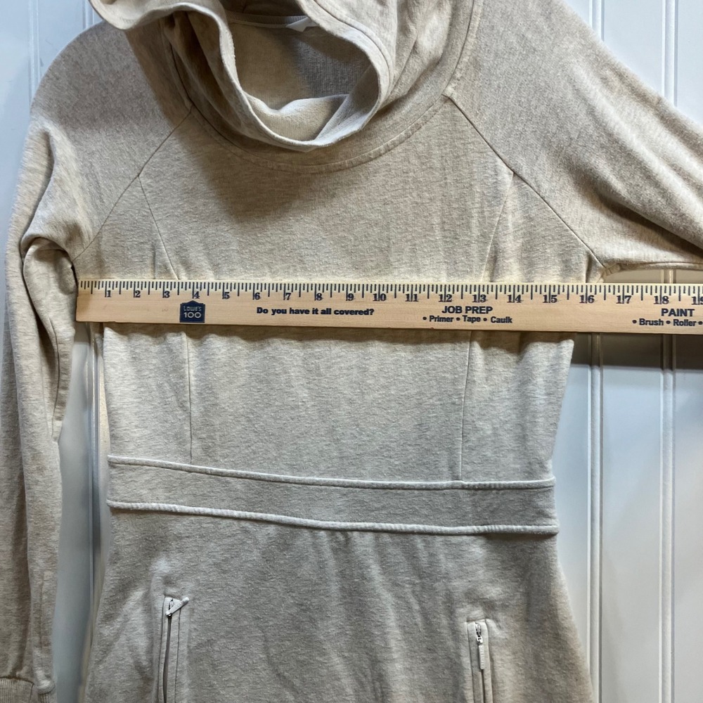 Athleta Power Down Active Hooded Yoga Dress Oatmeal Heather Beige  Thumbhole XS - Picture 11 of 11